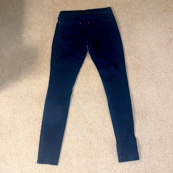 HUE Denim Stretch Dark Wash Jean Jeggings Skinny Jeans Indigo Blue Spandex - Picture 2 of 5